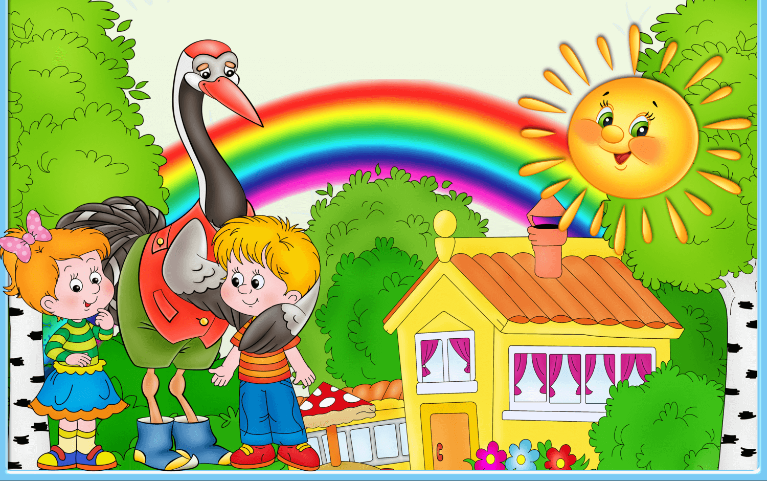 Пазл солнышко и радуга разгадать онлайн из раздела Для детей бесплатно0j