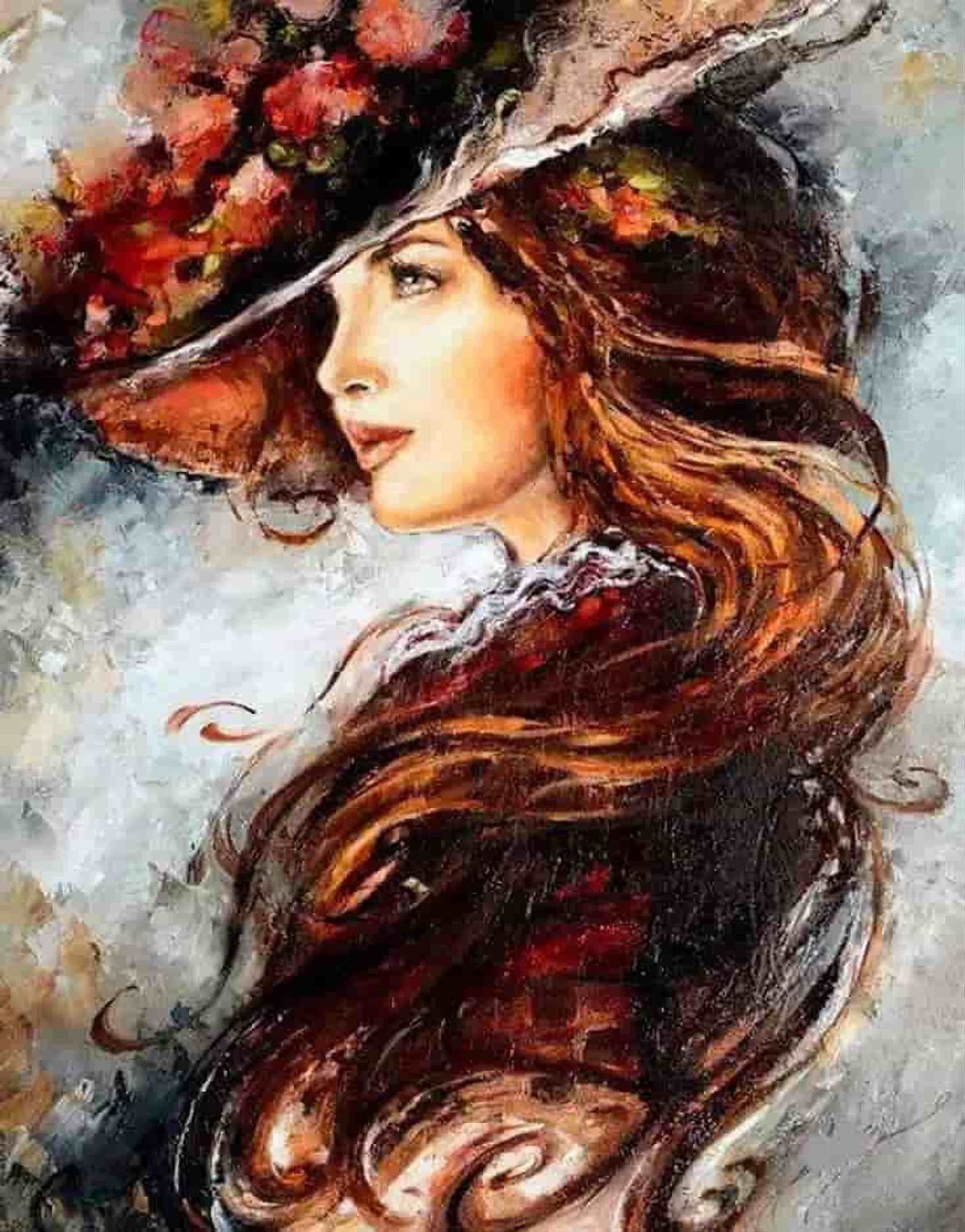 Рисунок девушка в шляпе со спины