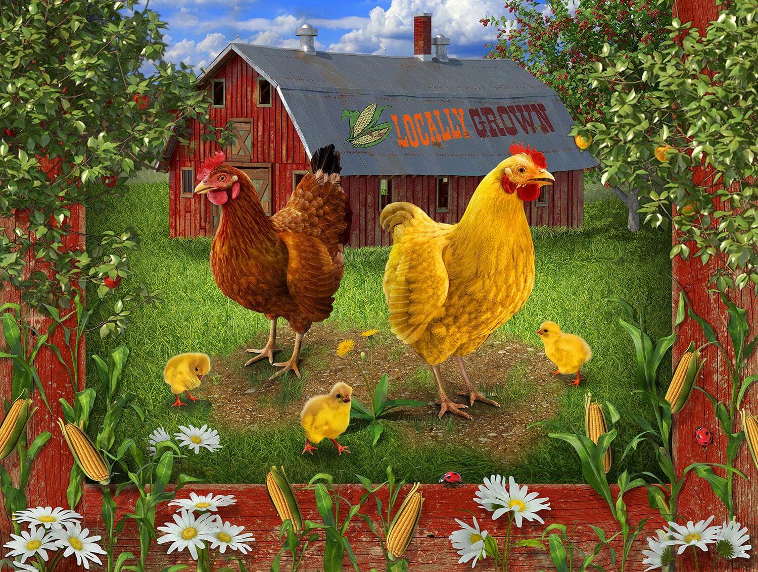 Картина Курочка с цыплятами для детского сада