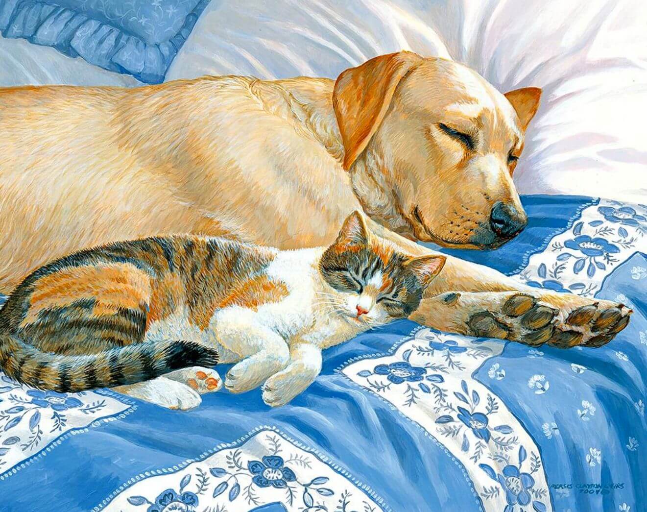 Картина кошки и собаки