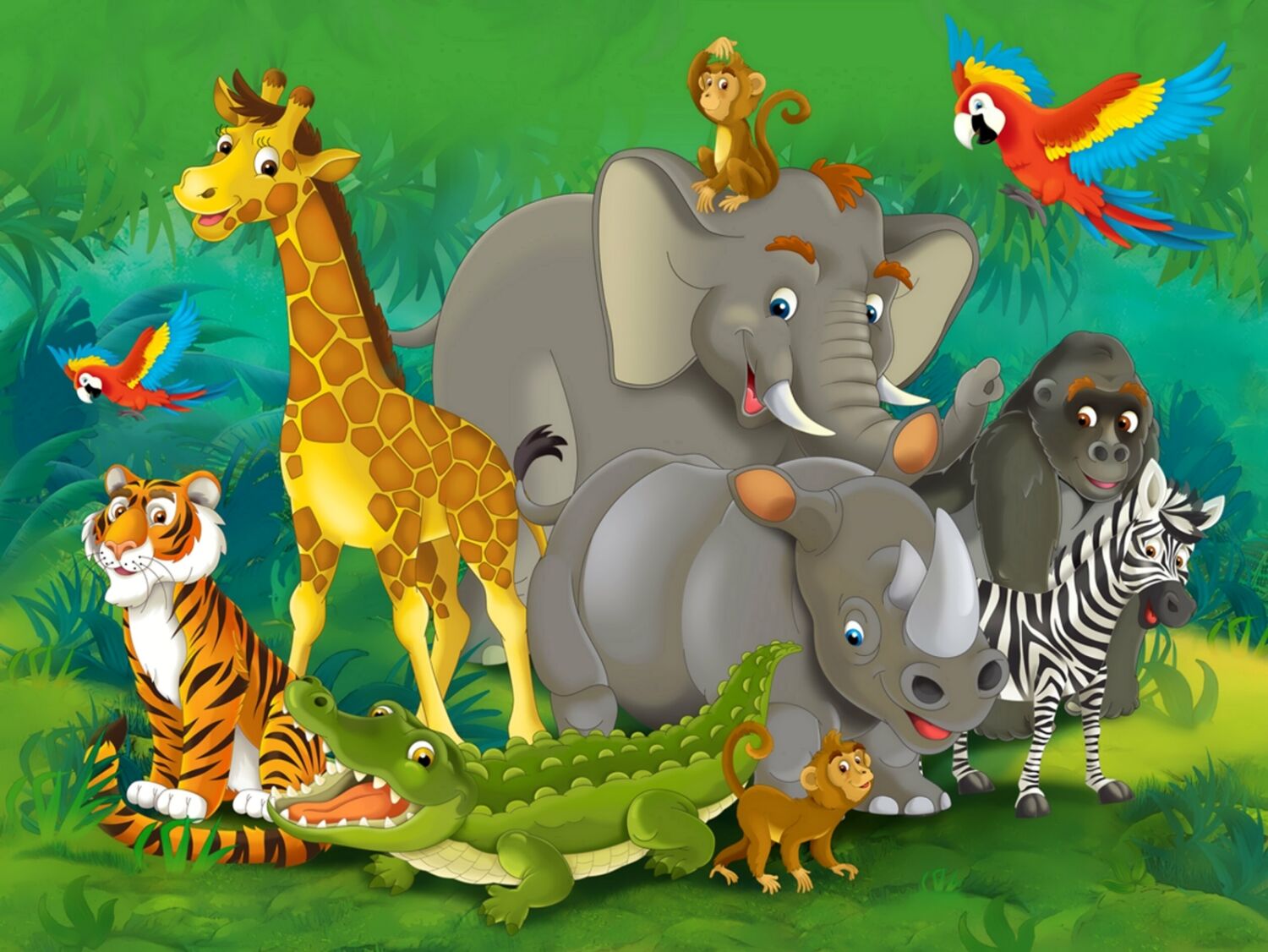 Пазл животные джунглей - разгадать онлайн из раздела Для детей бесплатно