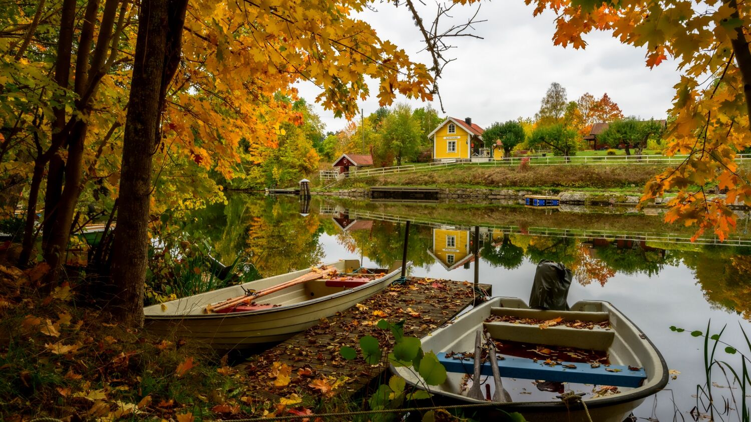 Швеция деревня озеро