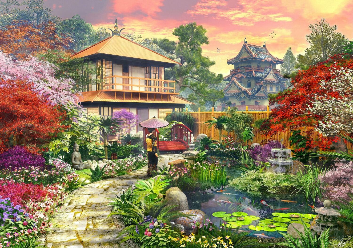 Алмазная мозаика японский сад