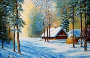 Дом и зимний лес