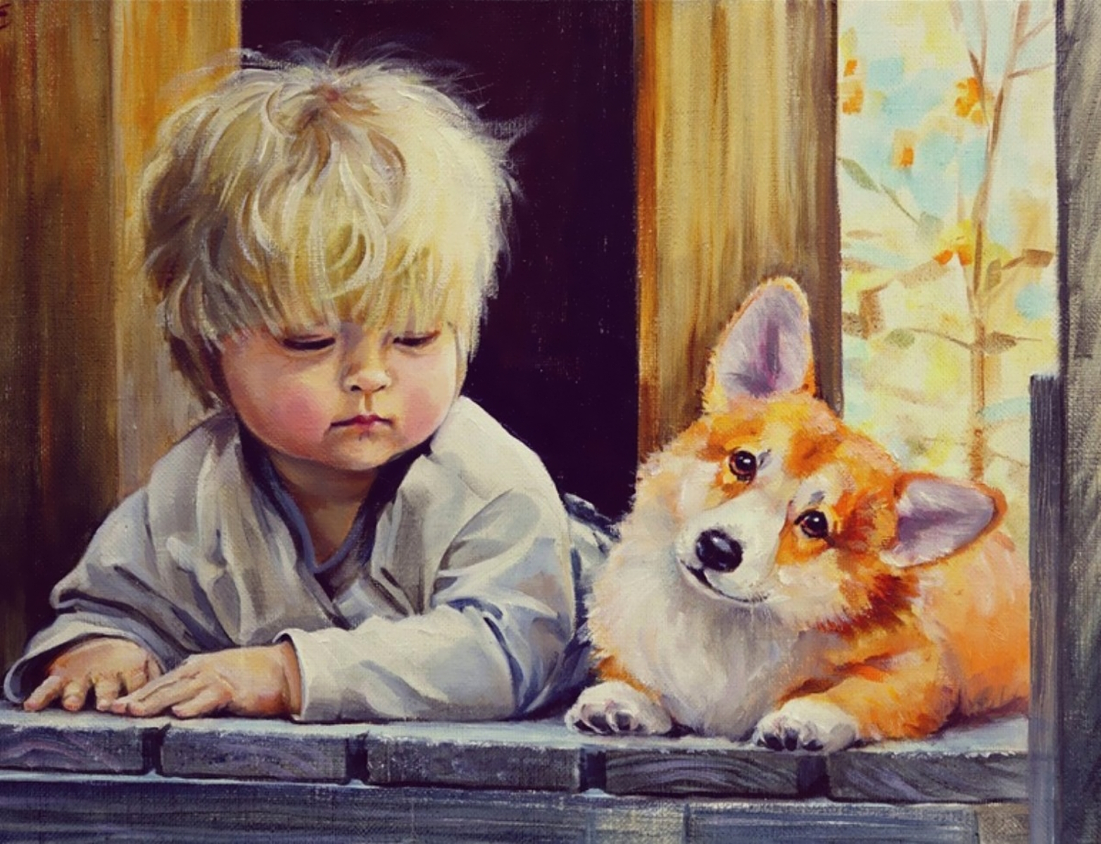 Ребенок жил с собакой. Картины Дональда Золана беззаботное детство. Дети в живописи. Картины с детьми. Дети с животными в живописи.