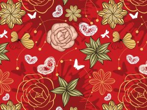 Цветочный паттерн на красном