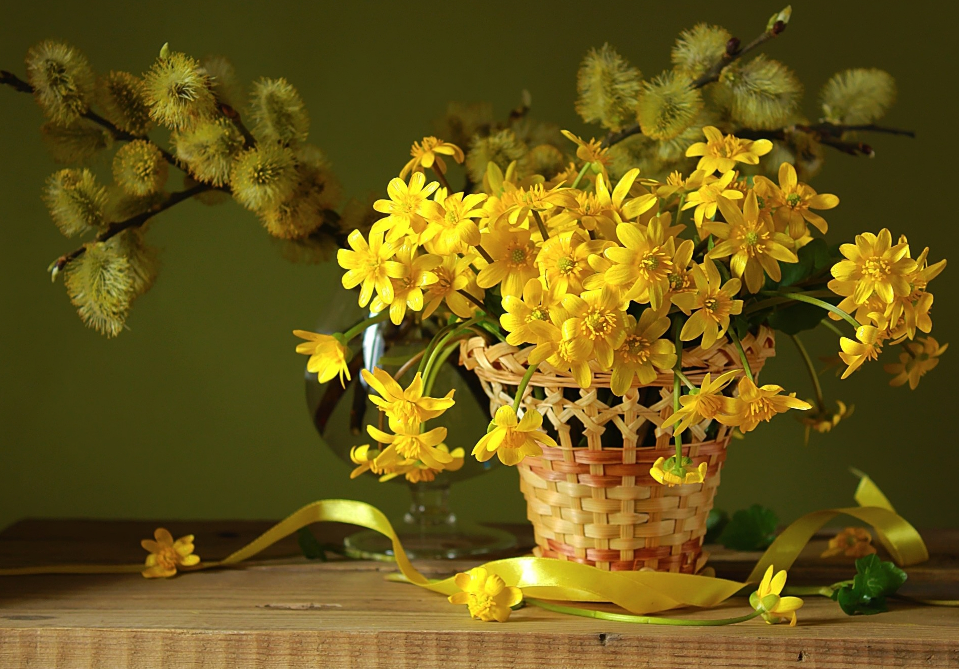 Желтые цветочки и верба