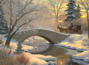 Зимняя речка и мостик