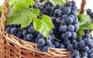 Темный виноград в корзине