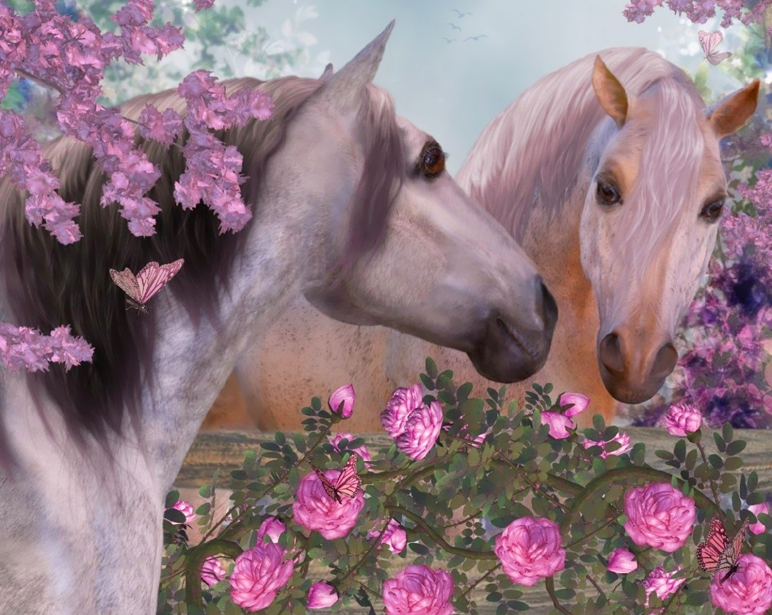 Лошади и цветы