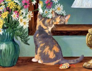 Котенок у зеркала