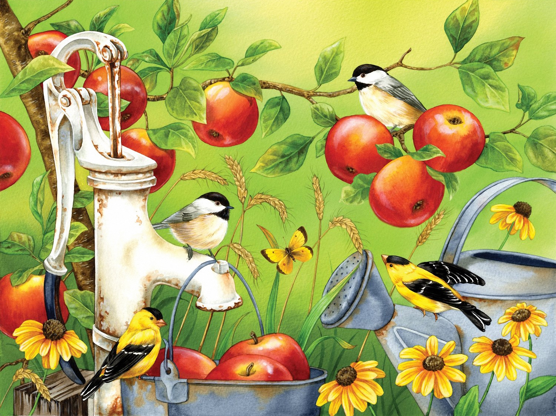 Птицы и яблоки