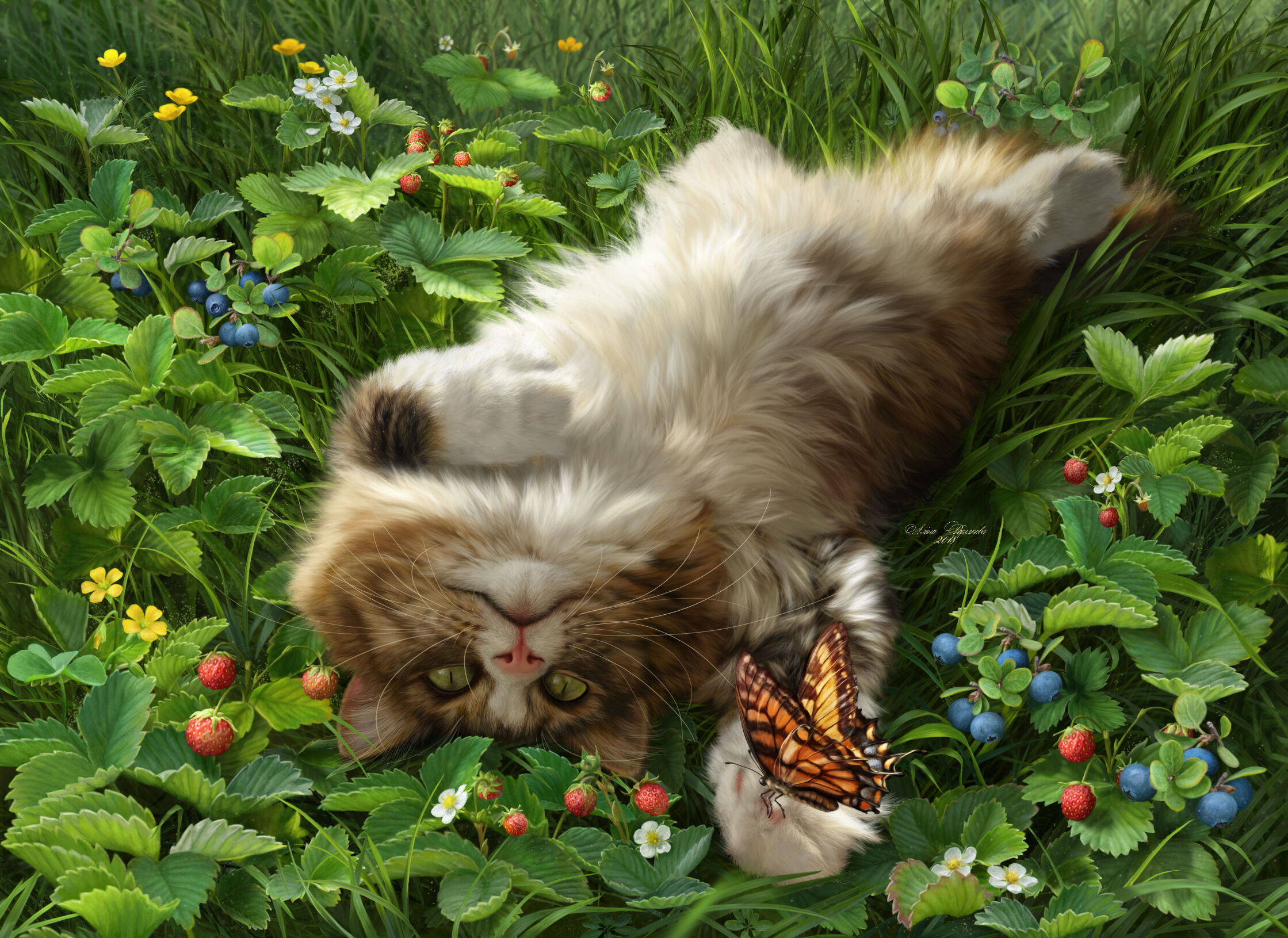 Кот с бабочкой