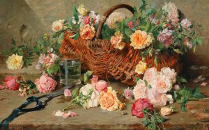 Корзина чайных роз