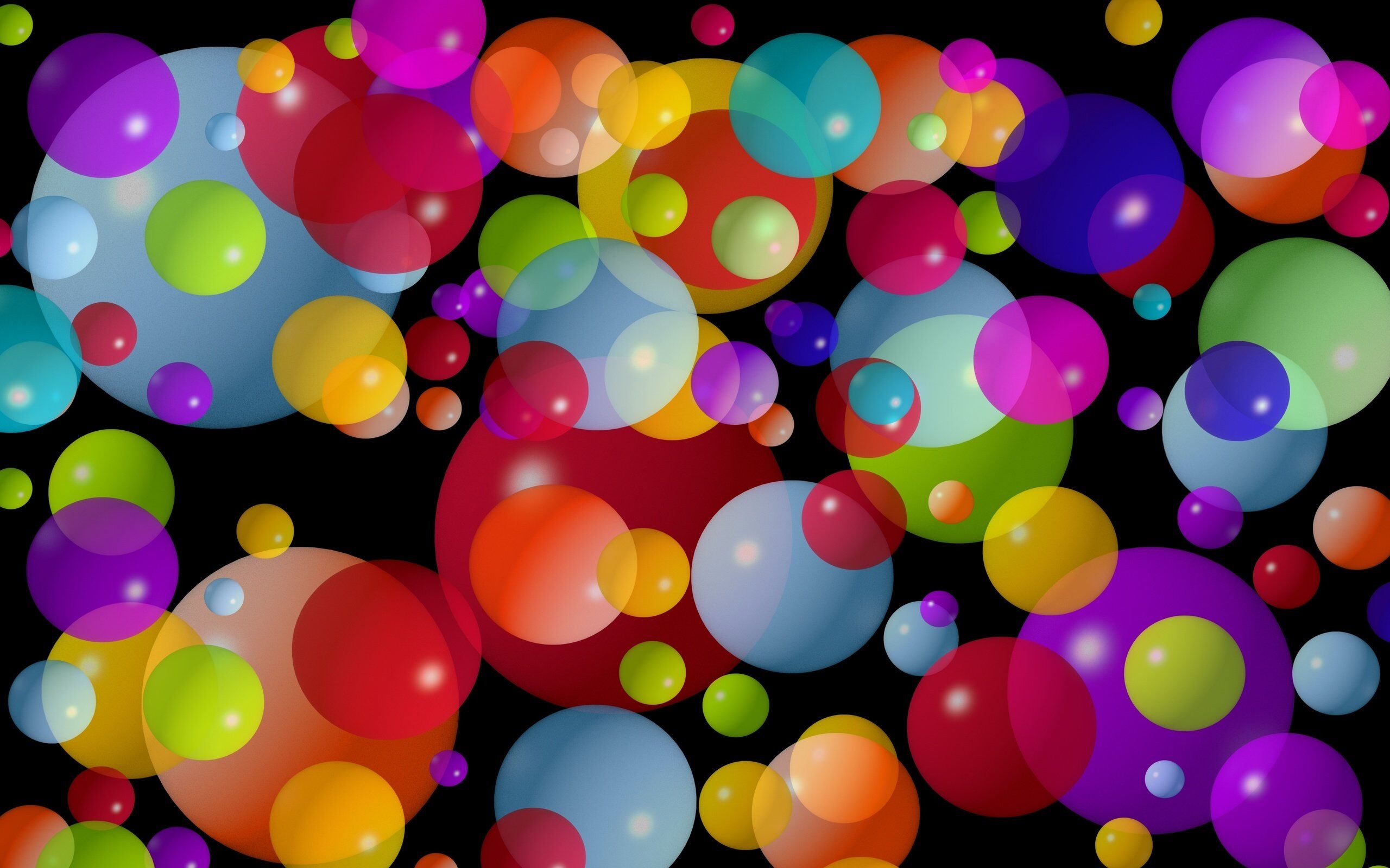 Цветные шарики на темном фоне