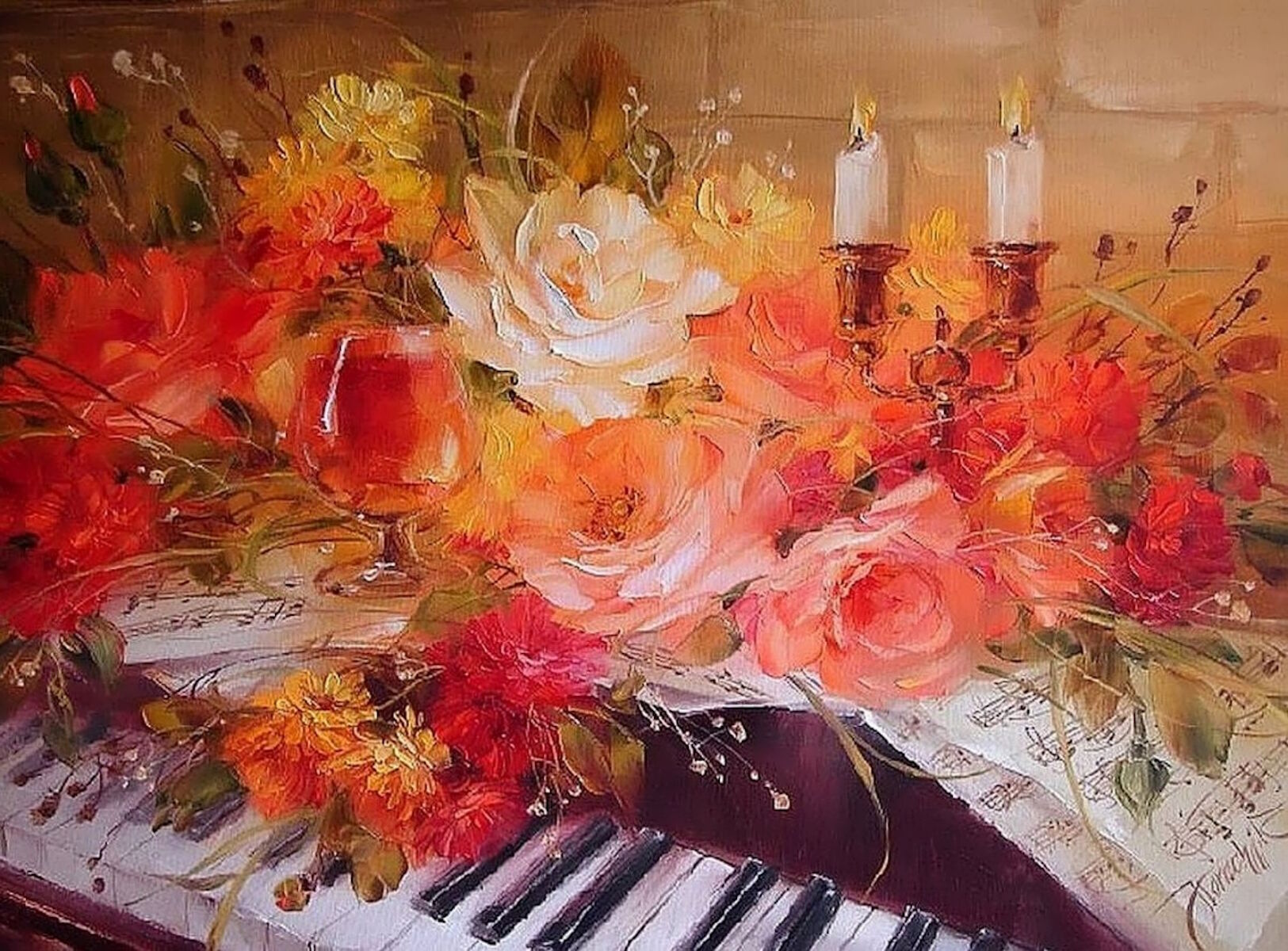 Цветы на пиано