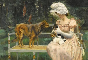 Девушка со щенками