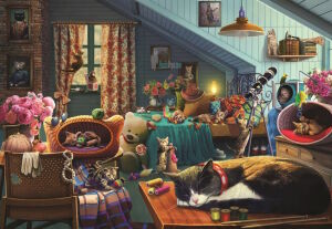 Котята в спальне