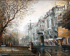 Прогулка людей по городу