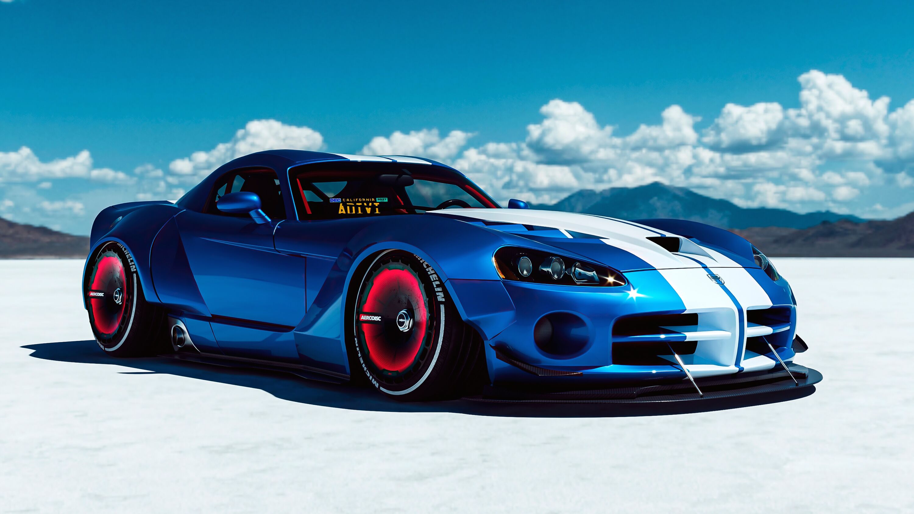 Синий Dodge Viper в пустыне