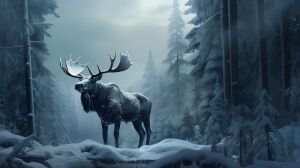 Лось зимой