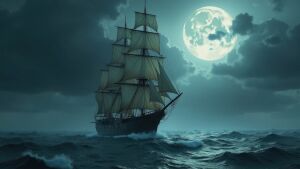 Большая луна, парусник