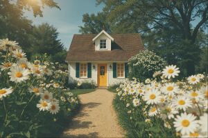 Тропинка к дому среди ромашек