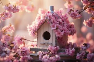 Скворечник, цветы, весна