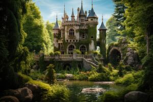 Старинный замок в густом лесу