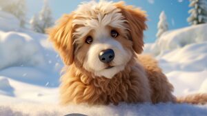 Щенок на снегу