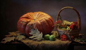 Тыква, яблоки, корзина, рябина - Светлана Ковалёва