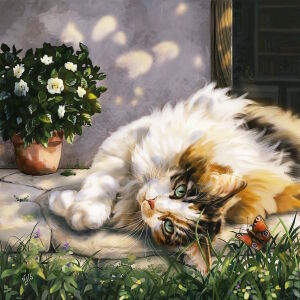 Кошка и бабочка