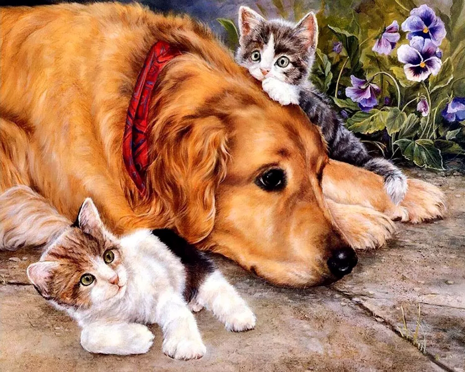 Пес и котята