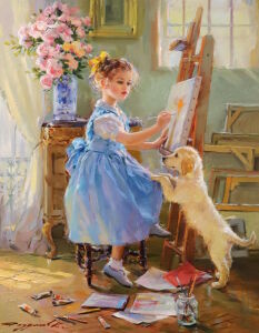 Художница и щенок