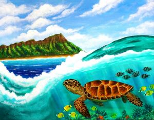 Черепаха под волной