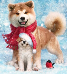 Акита-ину на прогулке