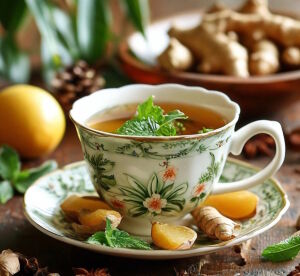 Чай с имбирем и мятой