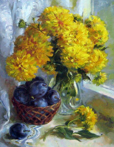 Хризантемы и сливы