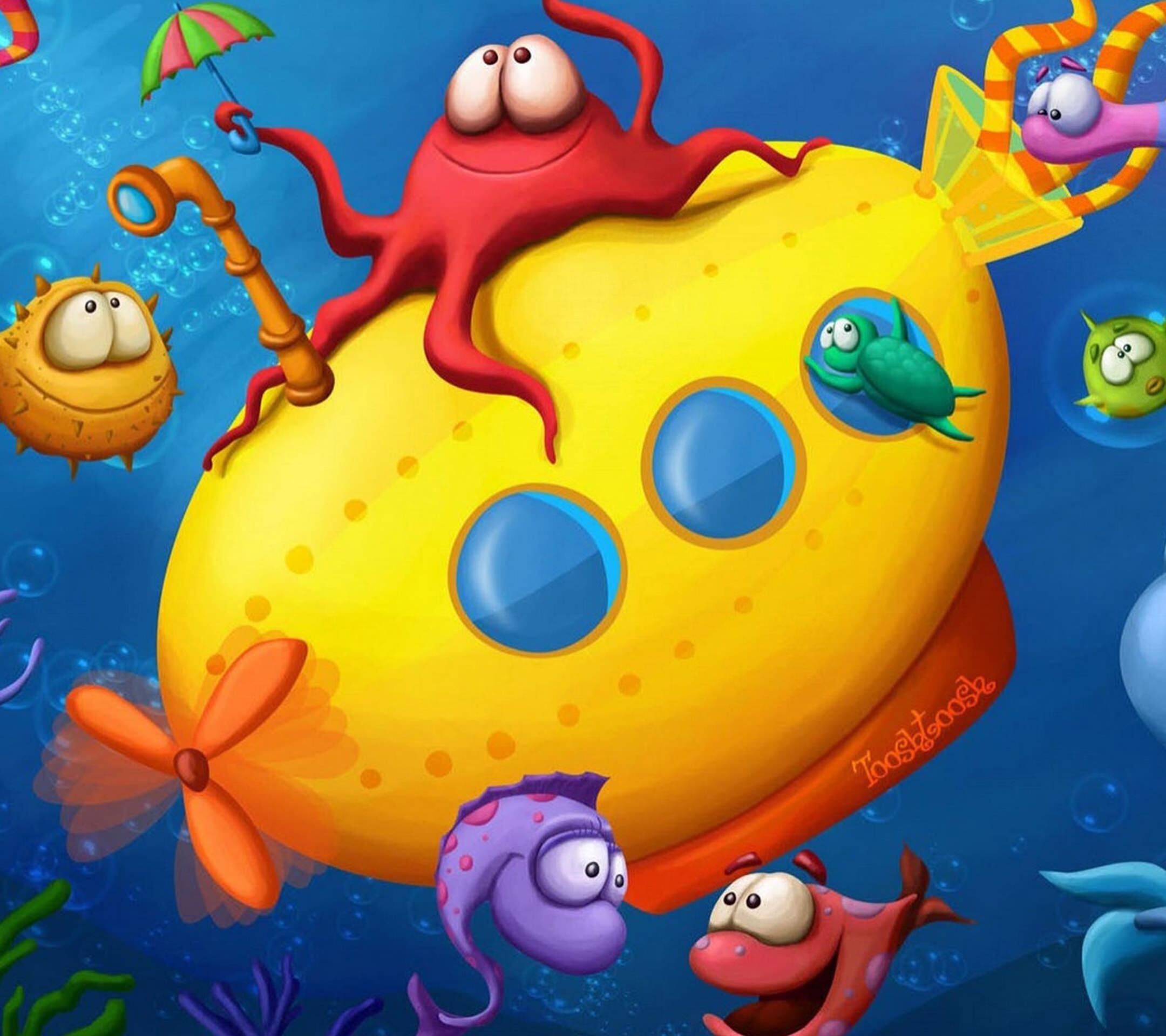 Подводная лодка и жители моря