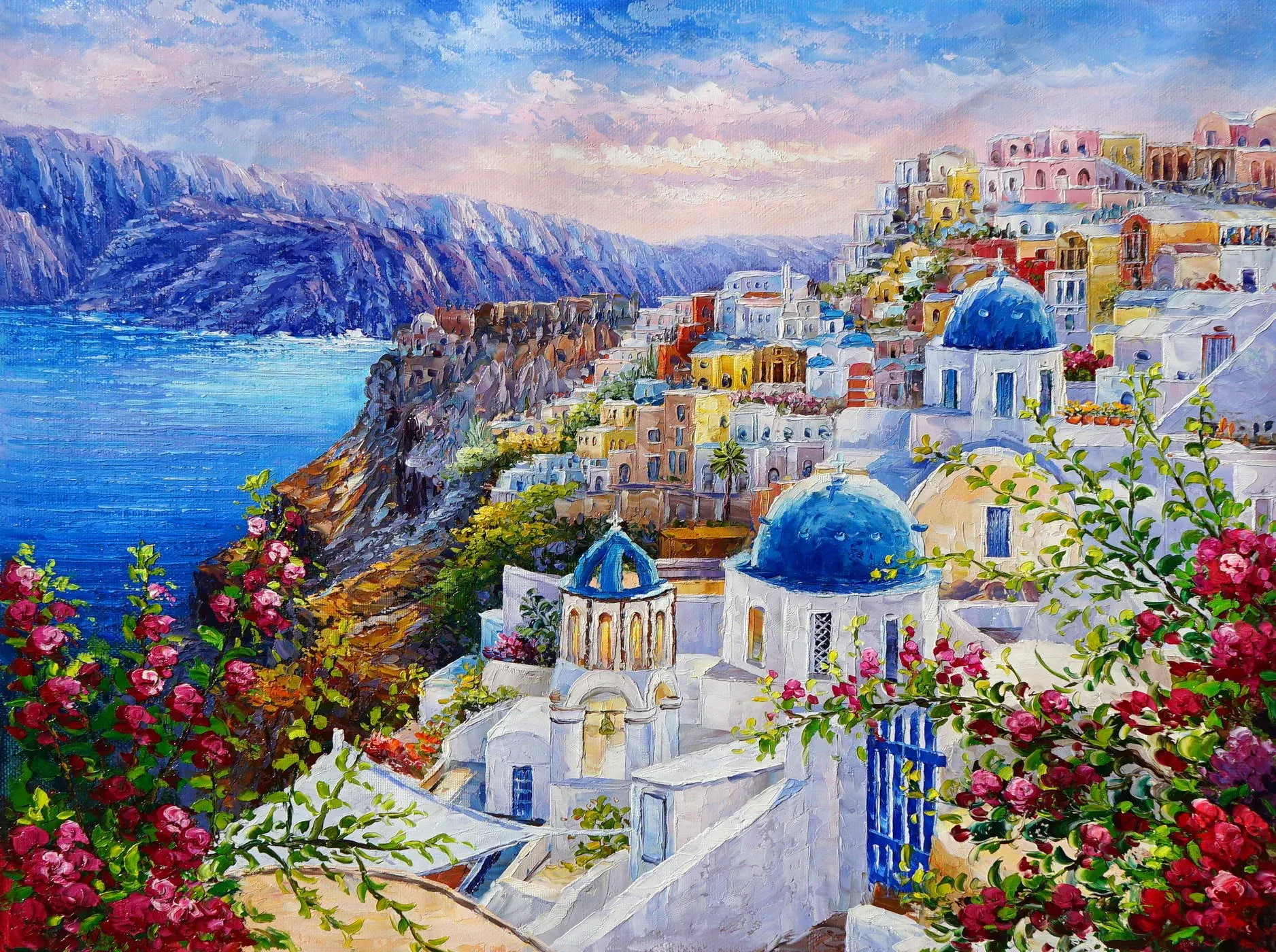 Санторини красками