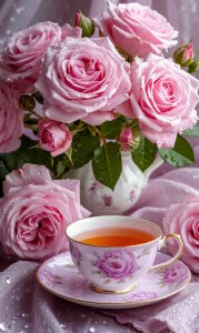 Чай и розовые розы