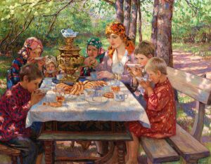 Чай из самовара с баранками