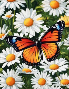 Бабочка в ромашках