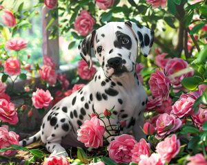 Далматин и розы