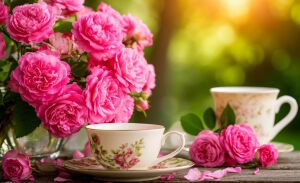 Две чашки и розы