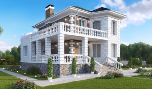 Белый жом с балконами