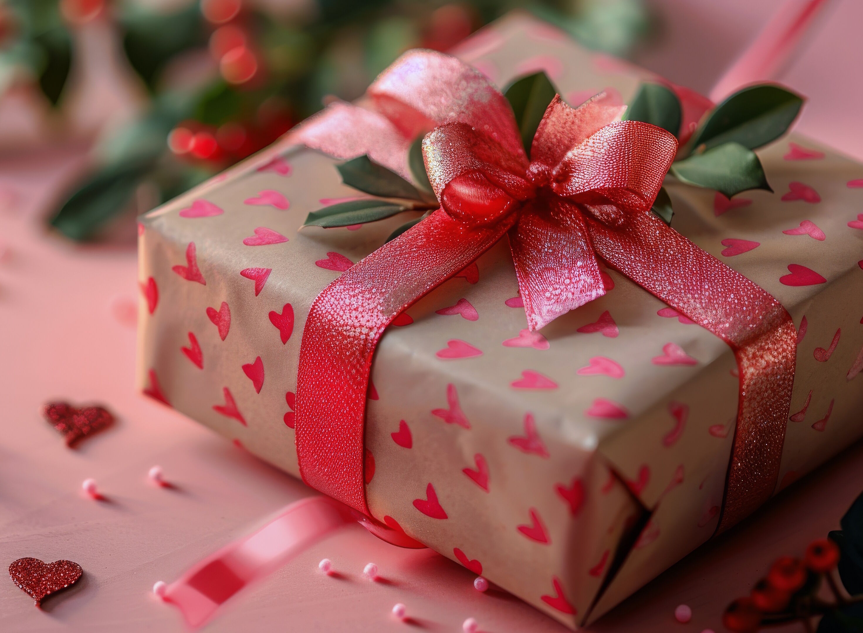 Подарок с сердечками