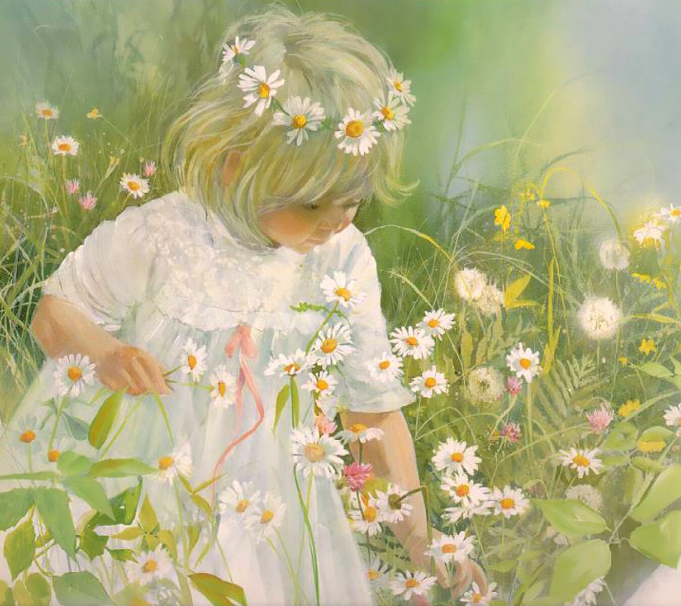 Малышка с ромашками