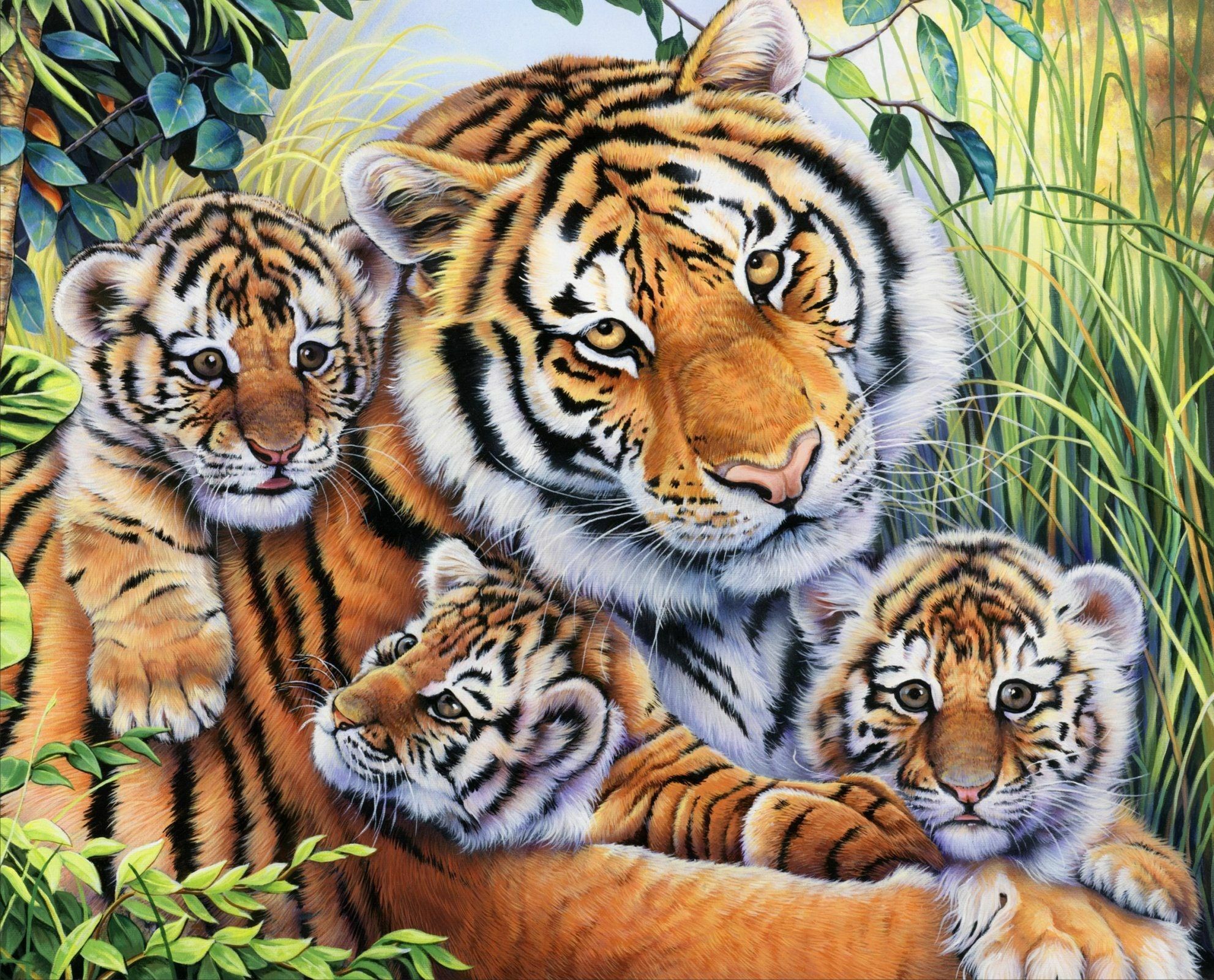 Тигрица с малышами тигрятами