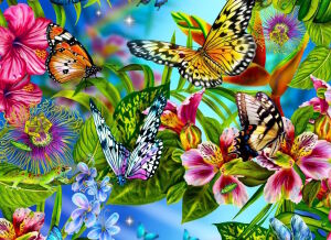 Бабочки красивые и цветы